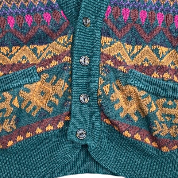 Vintage Generra Aztec Button Cardigan Kurt Cobain Grandpa Sweater Grunge 90s-L - Picture 5 of 14